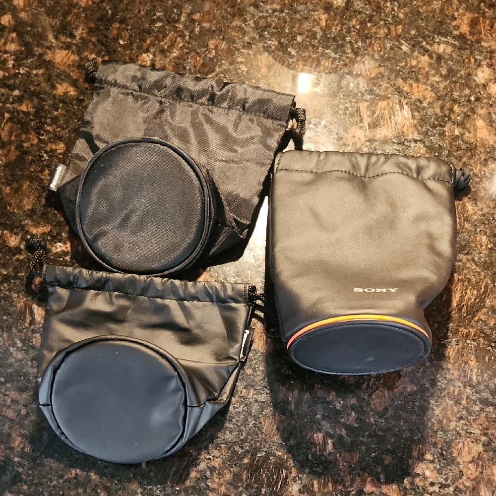 Black Camera Lens Bags Set Of 3